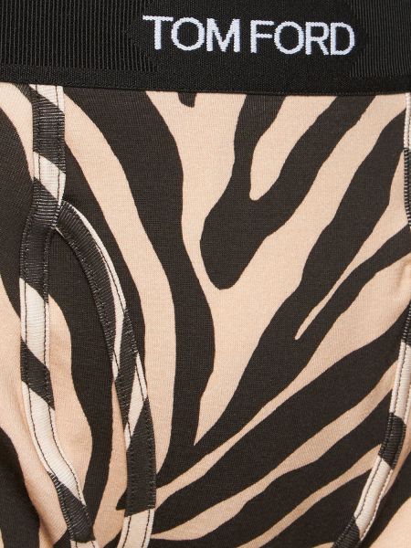 Bavlnené boxerky s potlačou so vzorom zebry Tom Ford hnedá