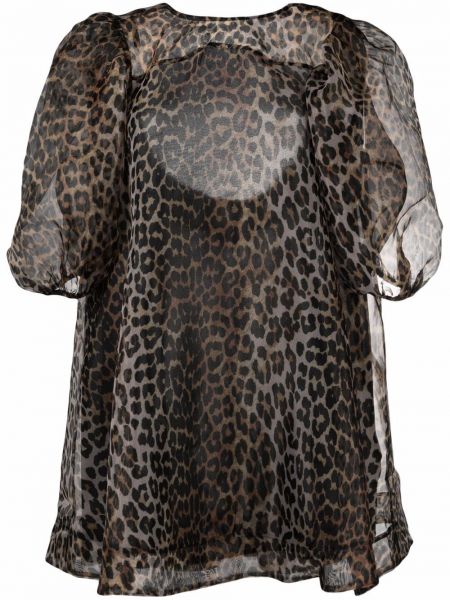 Vestido con estampado leopardo Ganni