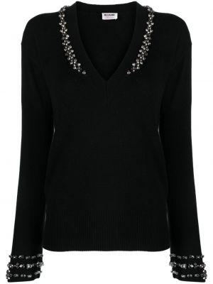 Плетен пуловер с кристали Blugirl черно