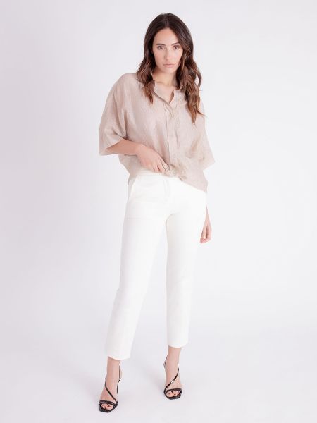 Pantalones slim fit de algodón Calvin Klein blanco