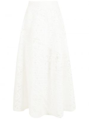 Midi sukně s vysokým pasem na zip z polyesteru Martha Medeiros - bílá