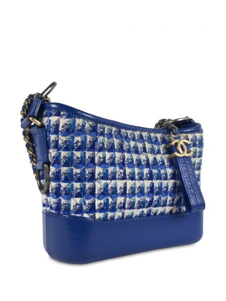Tvídová taška přes rameno Chanel Pre-owned modrá