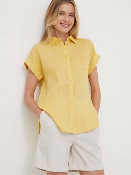 Lniana koszula relaxed fit Lauren Ralph Lauren żółta