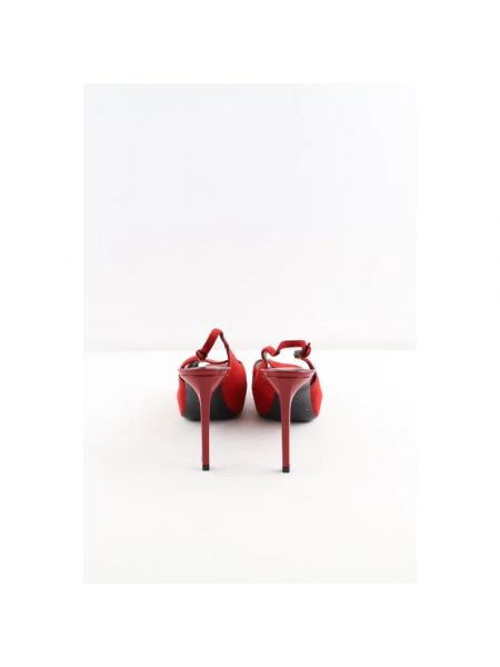 Czółenka zamszowa na obcasie retro Yves Saint Laurent Vintage czerwona