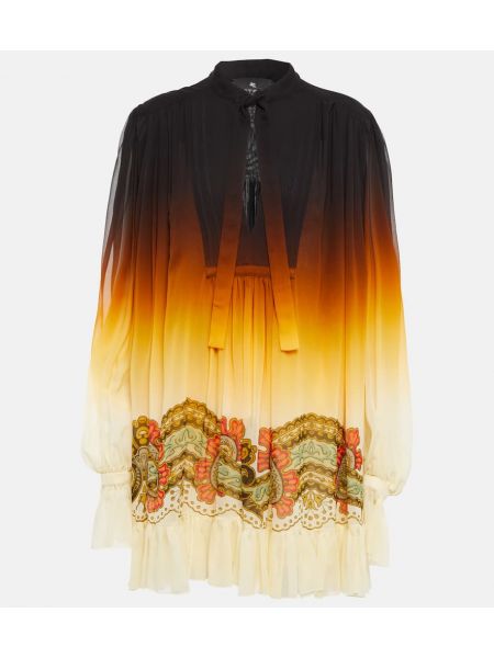 Paisley-muster siidist kleit Etro kollane