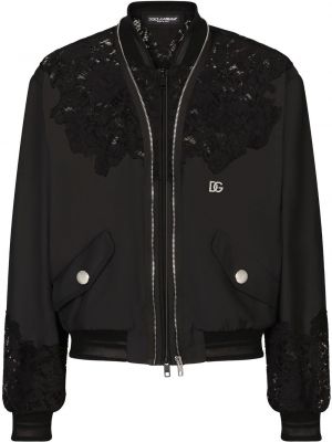 Bomber jakna s čipkom Dolce & Gabbana crna
