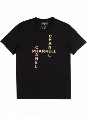 Tričko s potiskem Chanel Pre-owned černé