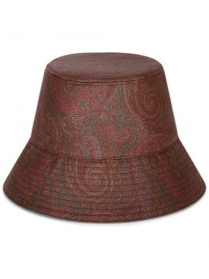 Kapelusz bawełniany z nadrukiem z wzorem paisley Etro brązowy