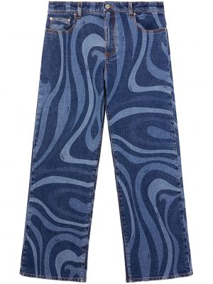 Jeansy z nadrukiem w abstrakcyjne wzory relaxed fit Pucci niebieskie