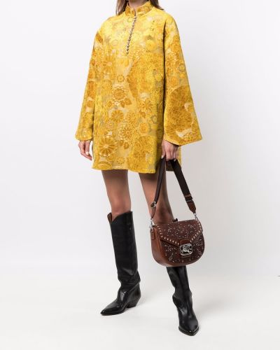 Mini vestido con bordado de flores Etro amarillo