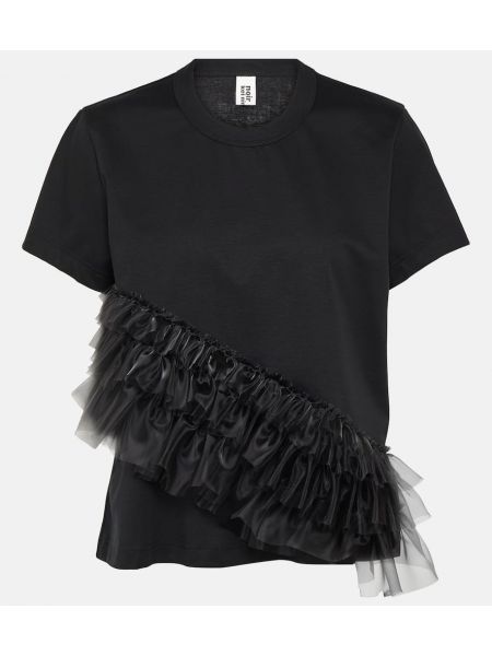 Βαμβακερή μπλούζα από ζέρσεϋ από τούλι Noir Kei Ninomiya μαύρο