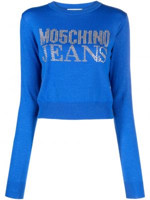 Maglione con cristalli Moschino Jeans blu