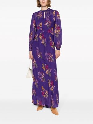 Sukienka długa w kwiatki z nadrukiem Twinset fioletowa