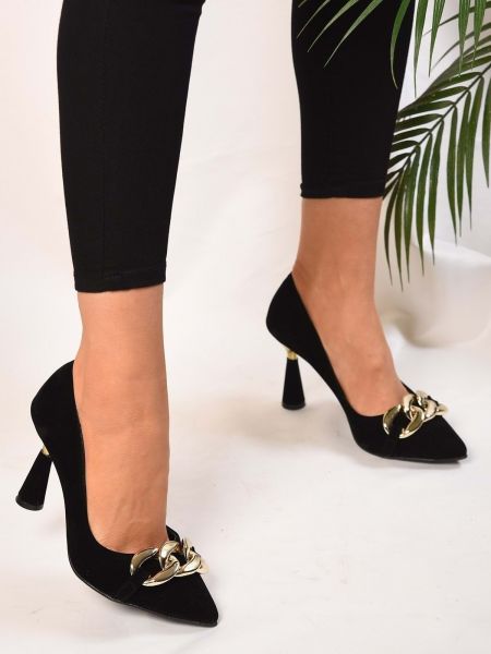 Pantofi din piele de căprioară cu cataramă Shoeberry negru