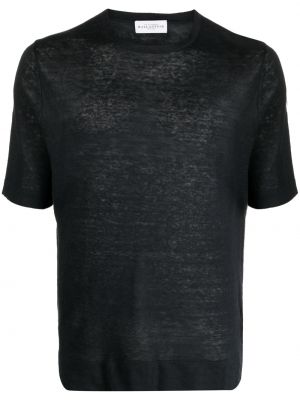 Lněné tričko Ballantyne černé