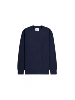 Sweter w paski z okrągłym dekoltem Nn07 niebieski