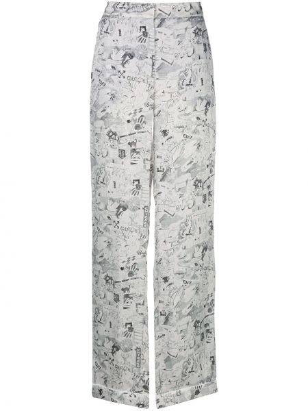 Pantaloni dritti con stampa Off-white bianco
