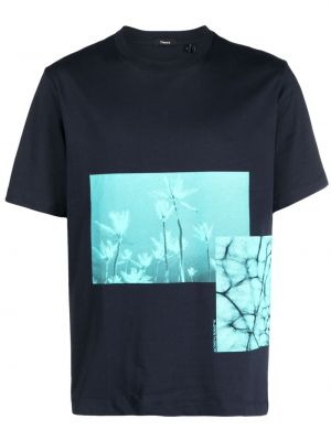 T-shirt con stampa Theory blu