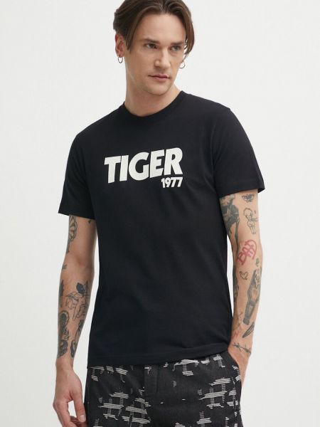 Koszulka z nadrukiem w tygrysie prążki Tiger Of Sweden czarna