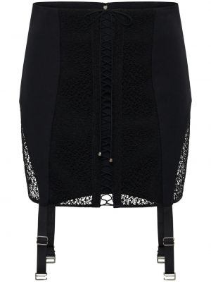 Φούστα mini με κορδόνια με δαντέλα Dion Lee μαύρο