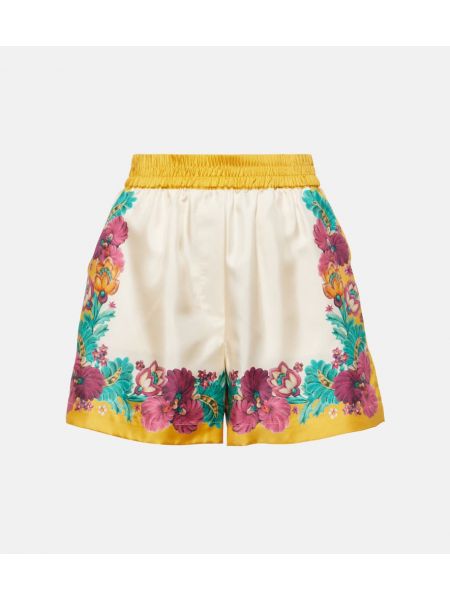 Pantalones cortos de seda de flores La Doublej