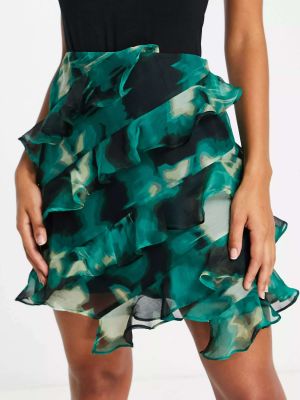 Шифоновая юбка мини Asos зеленая