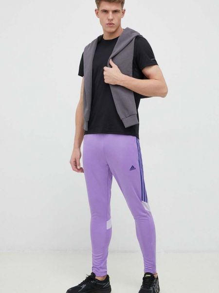 Спортивные штаны с аппликацией Adidas фиолетовые