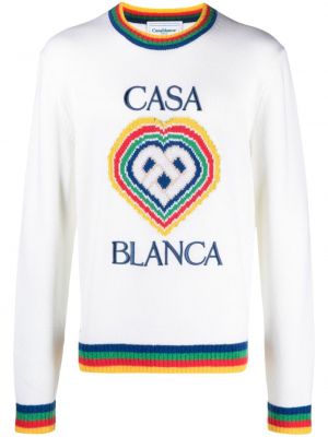 Maglione di lana con motivo a cuore Casablanca bianco