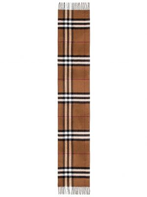 Клетчатый кашемировый шарф Burberry коричневый