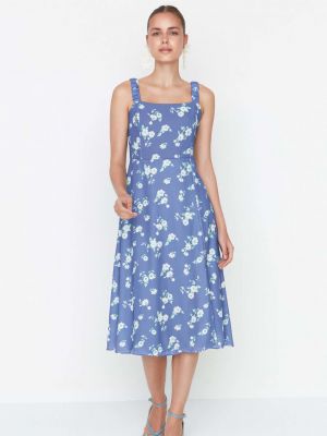 Květinové šaty Trendyol modré