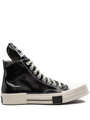 Sneakers high cu șireturi fără toc cu vârf pătrat Converse - negru
