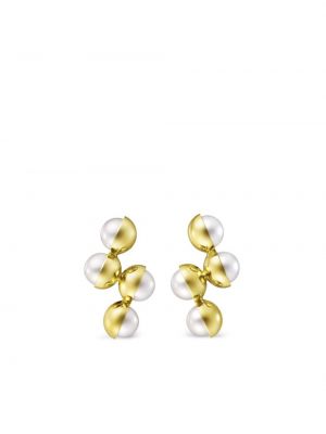 Boucles d'oreilles avec perles à boucle Tasaki jaune