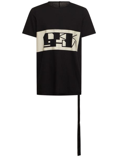 Kokvilnas t-krekls ar apdruku Rick Owens Drkshdw melns