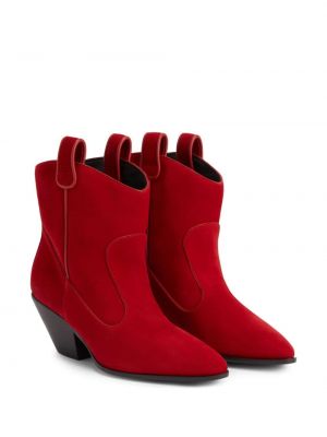 Sametové kotníkové boty Giuseppe Zanotti červené