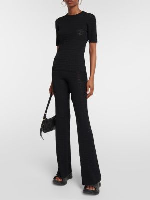Ravne hlače iz žakarda Givenchy črna