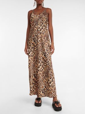 Vestito lungo con stampa leopardato Rabanne