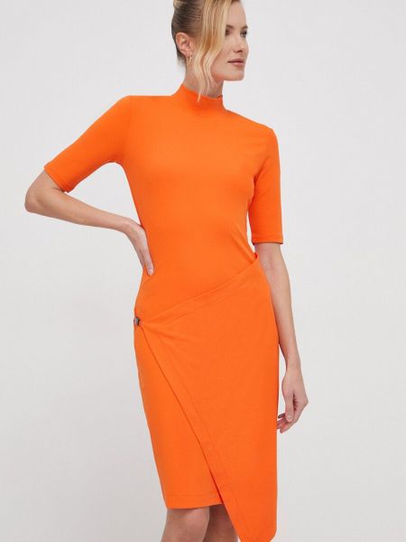 Мини рокля Calvin Klein оранжево