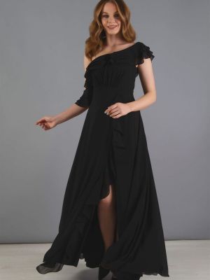 Šifonové večerné šaty Carmen čierna