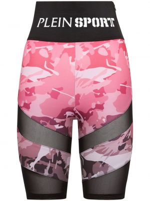 Pantaloni scurți de sport cu model camuflaj Plein Sport roz