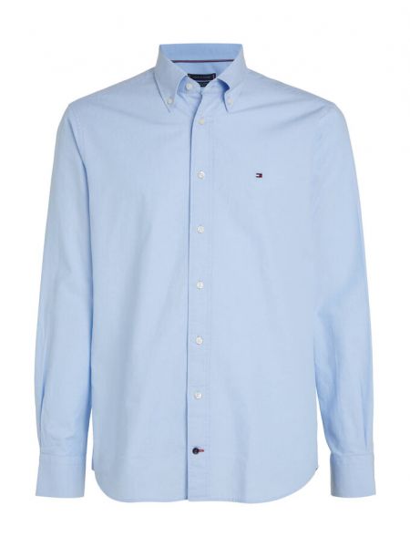 Однотонная приталенная рубашка Tommy Hilfiger синяя