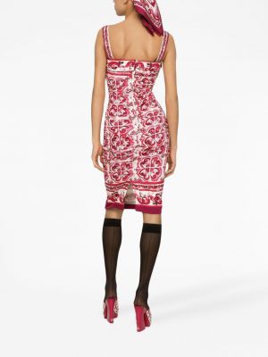 Midi šaty s potiskem Dolce & Gabbana červené