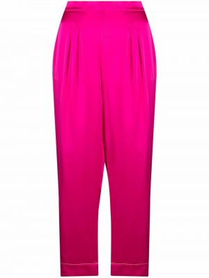 Плисирани копринени панталон Eres розово