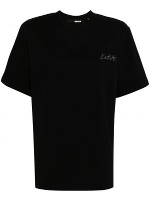 T-shirt brodé en coton Rotate noir