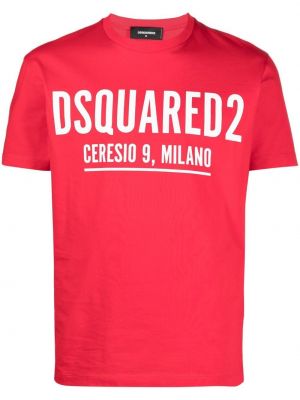 T-shirt con stampa Dsquared2 rosso