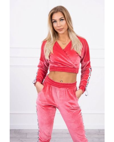Велюрові спортивні штани з написами Kesi рожеві