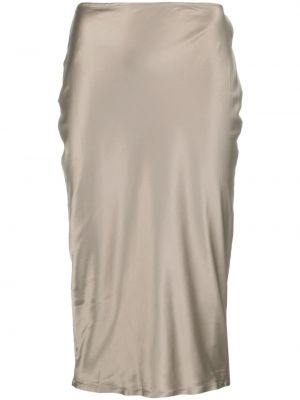 Saténové midi sukně Miaou - stříbrný
