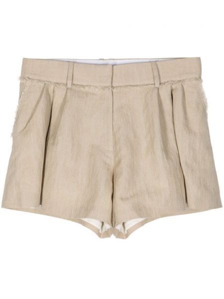 Shorts en coton plissées Rabanne beige