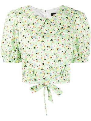 Блузка с принтом с завязками Tout A Coup, зеленая