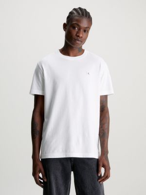 Camiseta de algodón Calvin Klein Jeans blanco