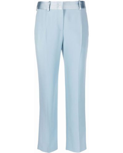 Pantalones rectos de raso de seda Ermanno Scervino azul